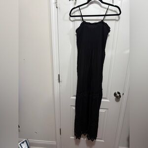 Birch & Stone Maxi Long Dress women’s L black sleeveless Peasant boho Prairie
